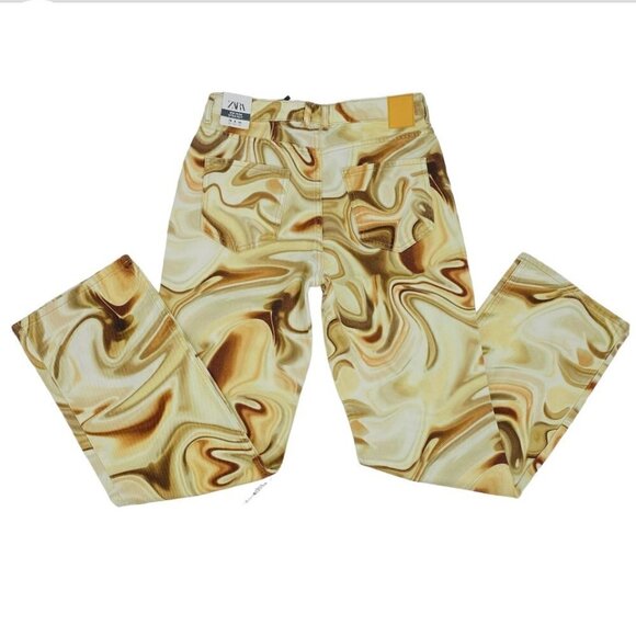 Zara Psychedelic High Rise Straight Cut Denim Pants NWT - Picture 3 of 12